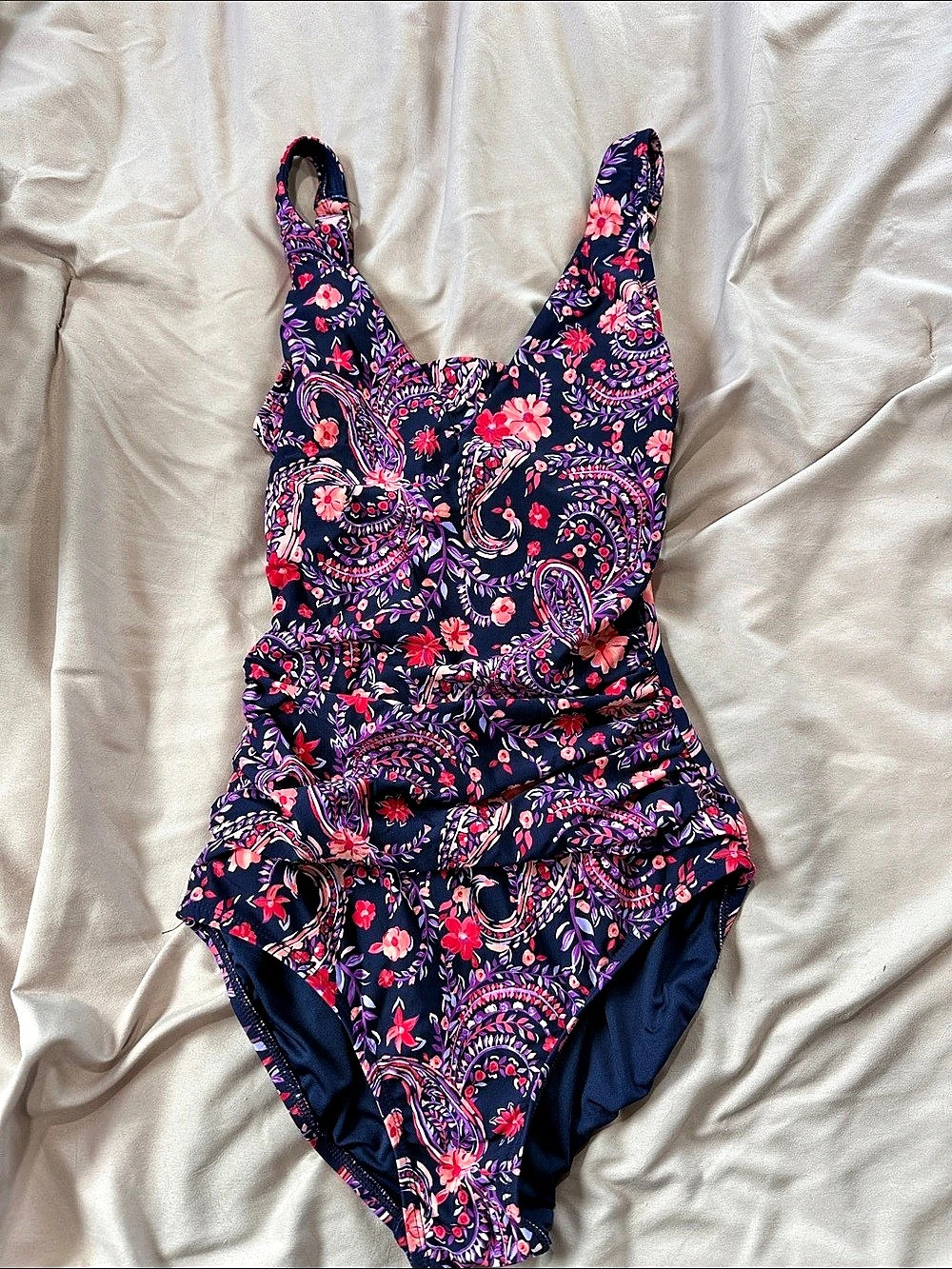 Lands' End Paisley One-Piece Swimsuit in Blue Size XS